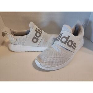 Adidas Sneakers Women 8.5 Lite Racer Running Shoes White Grey Athletic Trainer
